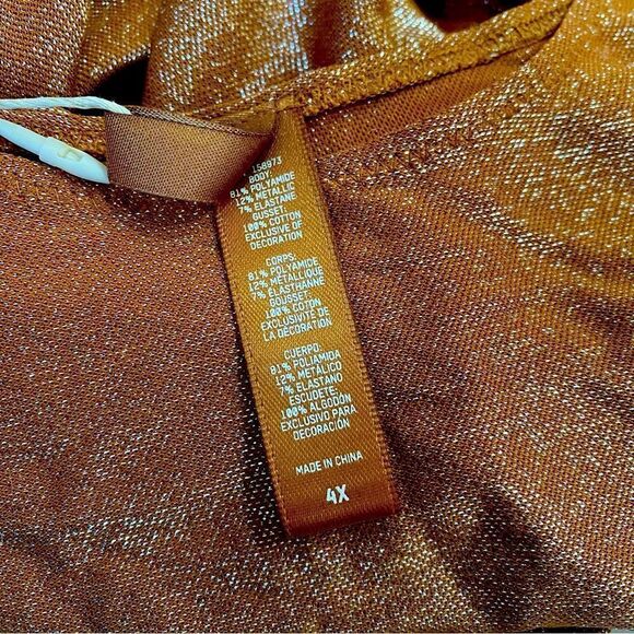 SKIMS Copper Shimmer Crew Neck Sleeveless Thong Bodysuit Sz 4X NWT - Picture 8 of 12